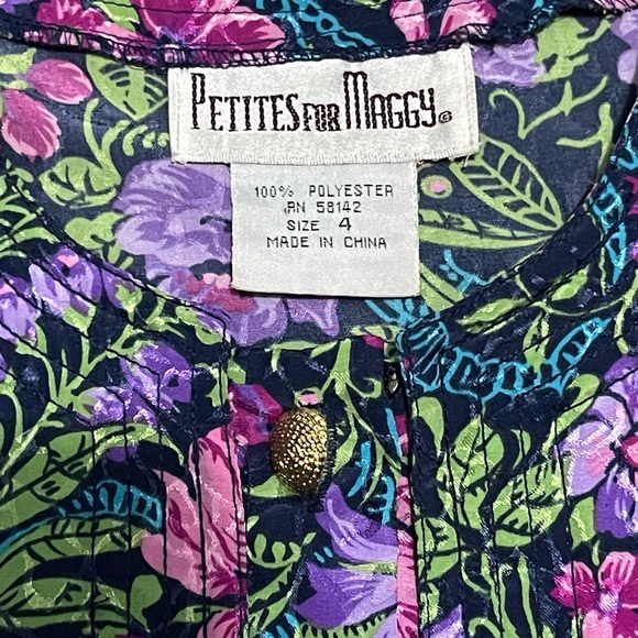 Vintage Top - Petites for Maggy - Floral - Size 4 - Picture 3 of 4